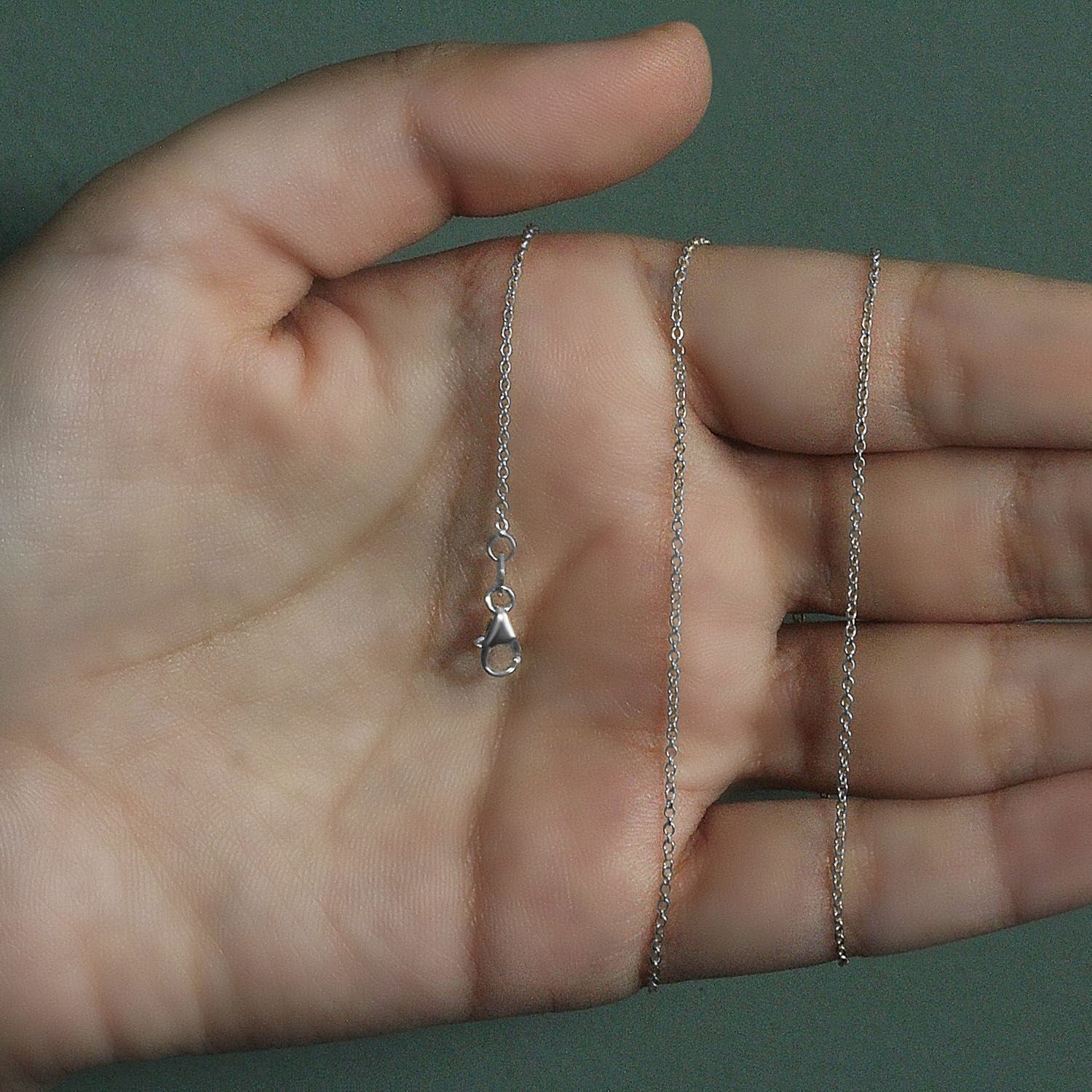 14k White Gold Round Cable Link Chain (1.20 mm)