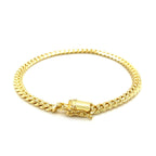 14k Yellow Gold Classic Miami Cuban Solid Men's Gold Bracelet (4.90 mm)