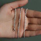 14k White Gold Solid Diamond Cut Rope Chain (2.50 mm)