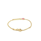 14k Yellow Gold 5 1/2 inch Childrens ID Bracelet with Enameled Heart (1.00 mm)