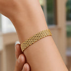 14k Yellow Gold Flexible Panther Line Bracelet (9.00 mm)