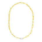 14k Yellow Gold Paperclip Chain Necklace with Diamond Link (6.00 mm)