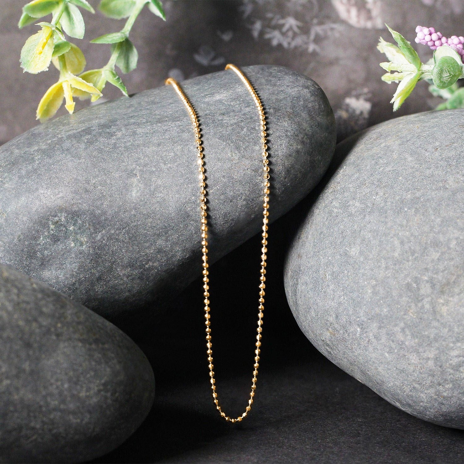 14k Yellow Gold Diamond-Cut Bead Chain (1.10 mm)