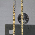 14K Yellow Gold Solid Pave Figaro Chain (3.80 mm)