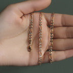 14K Yellow Gold Solid Pave Figaro Chain (3.80 mm)