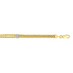 14k Two-Tone Gold Dual Wheat Chain Bracelet with Diamond Stations (3.75 mm)