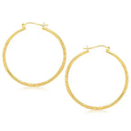 14k Yellow Gold Fancy Diamond Cut Extra Large Hoop Earrings (2x45mm)