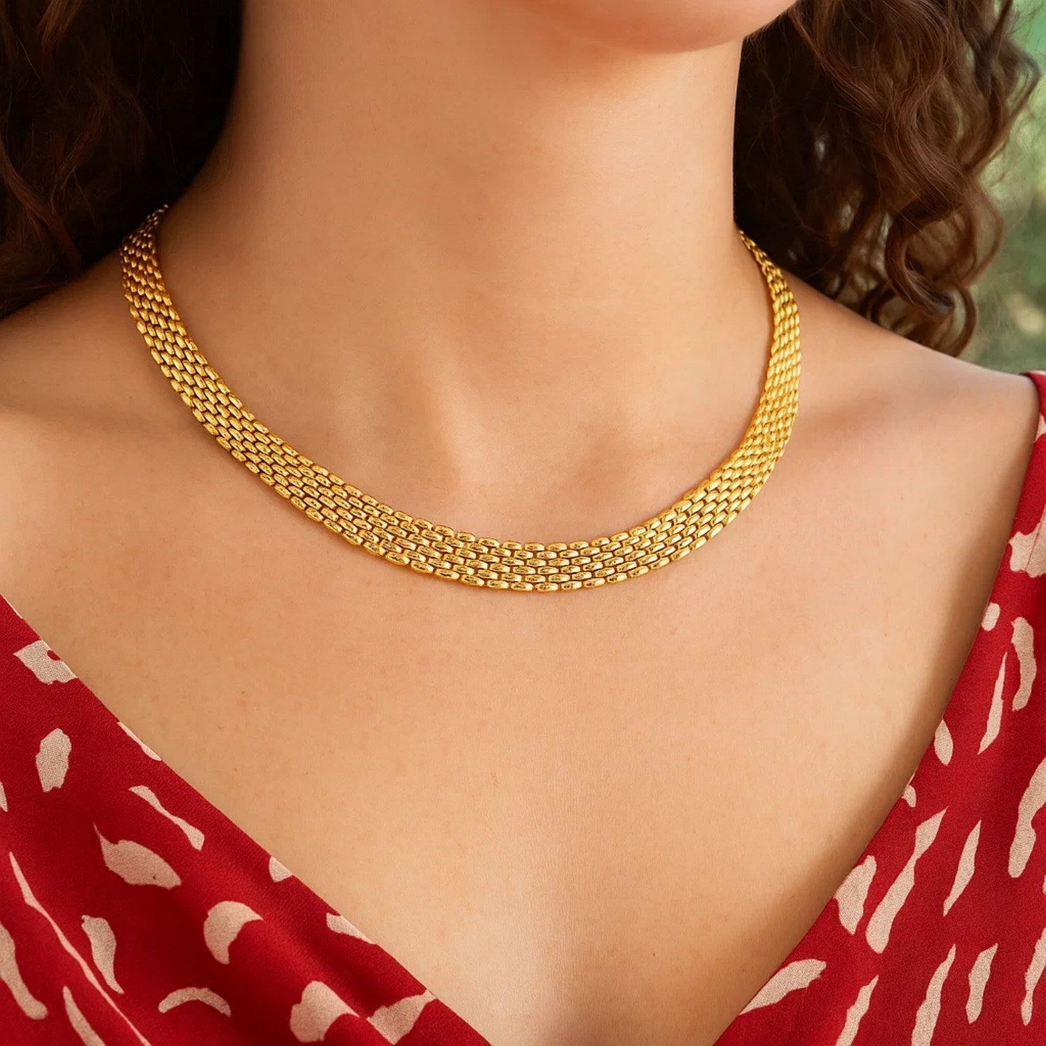14k Yellow Gold Flexible Panther 9.0mm Line Necklace