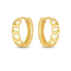14k Yellow Gold Curb Huggie Hoop
