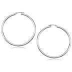 14k White Gold Polished Hoop Earrings (3x50mm)