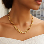 Oval Domed Paperclip Necklace in 14K Yellow Gold