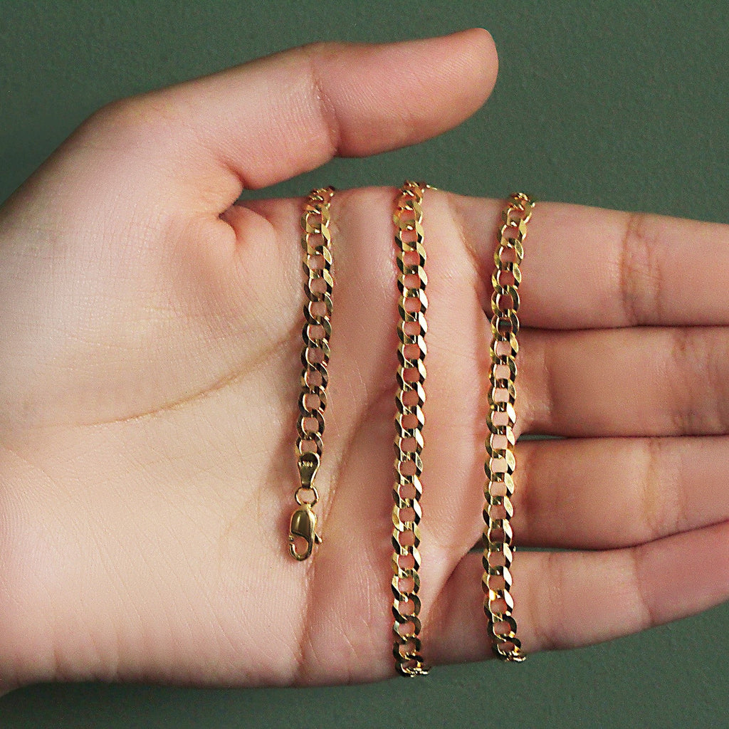 14k Yellow Gold Solid Curb Chain (4.70 mm)