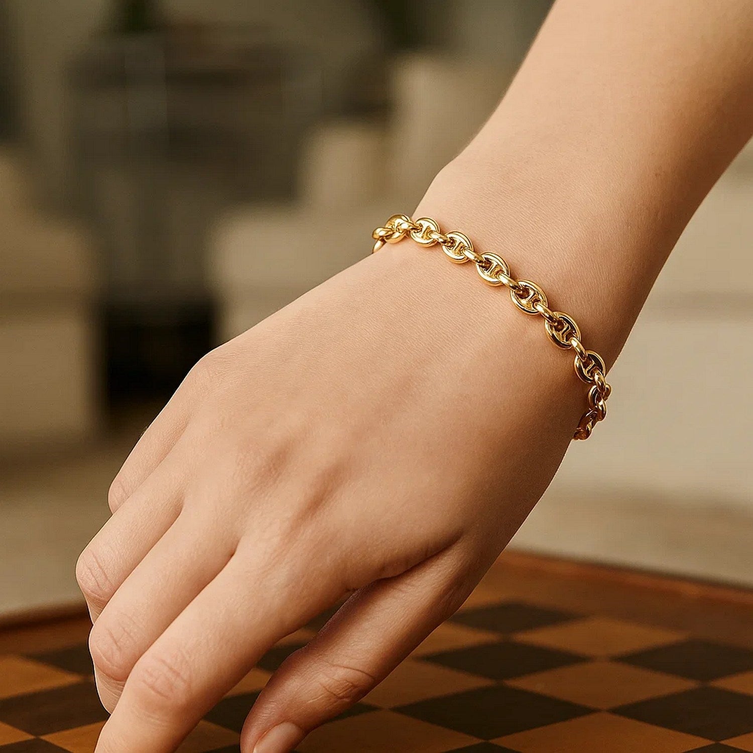14k Yellow Gold Puffed Mariner Link Bracelet (4.70 mm)