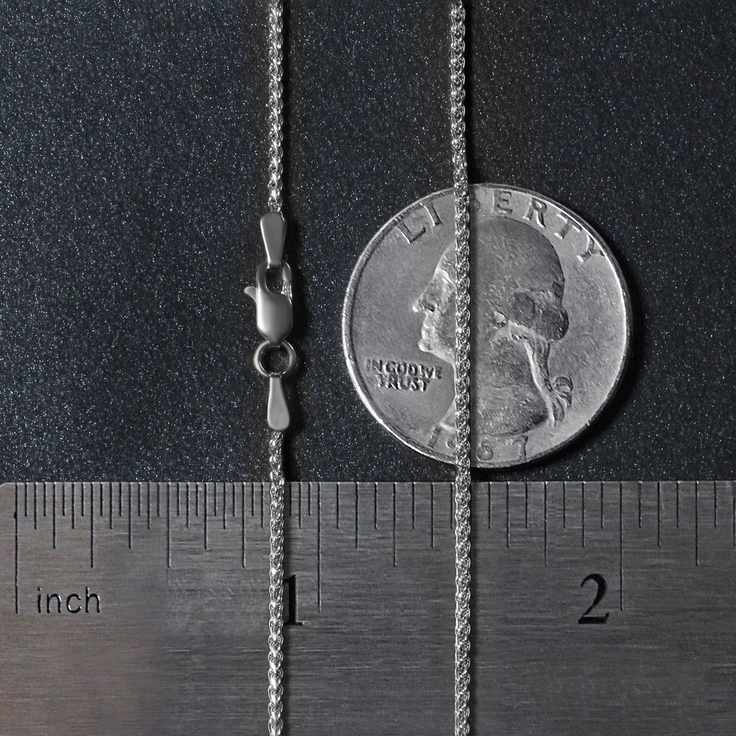 18k White Gold Round Wheat Chain (1.40 mm)