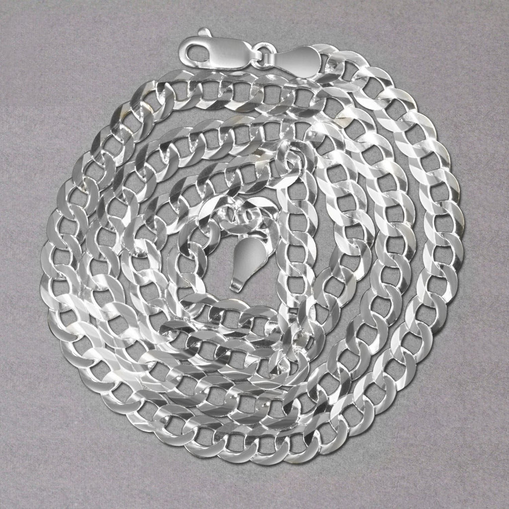14k White Gold Solid Curb Chain (5.70 mm)