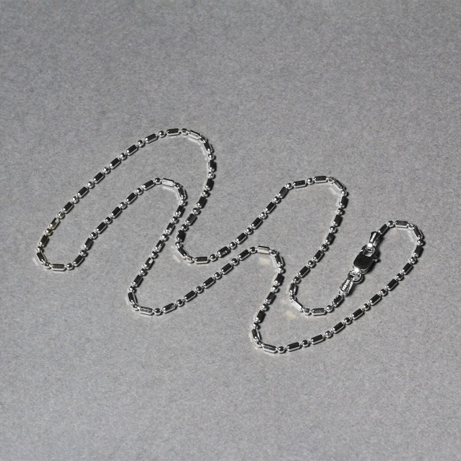 14k White Gold Diamond-Cut Alternating Bead Chain (1.30 mm)