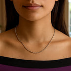 14k White Gold Diamond-Cut Alternating Bead Chain (1.30 mm)