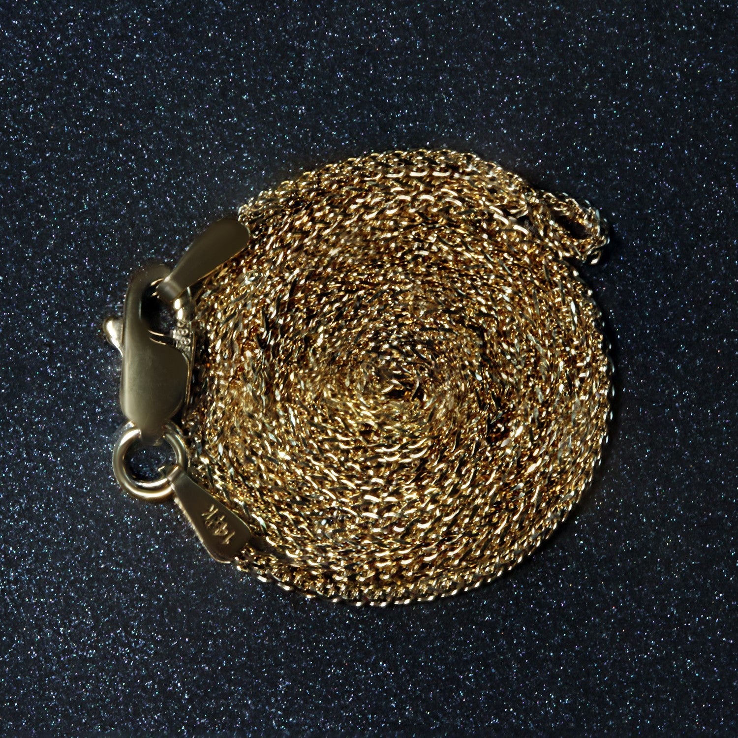 14k Yellow Gold Diamond Cut Round Wheat Chain (1.00 mm)