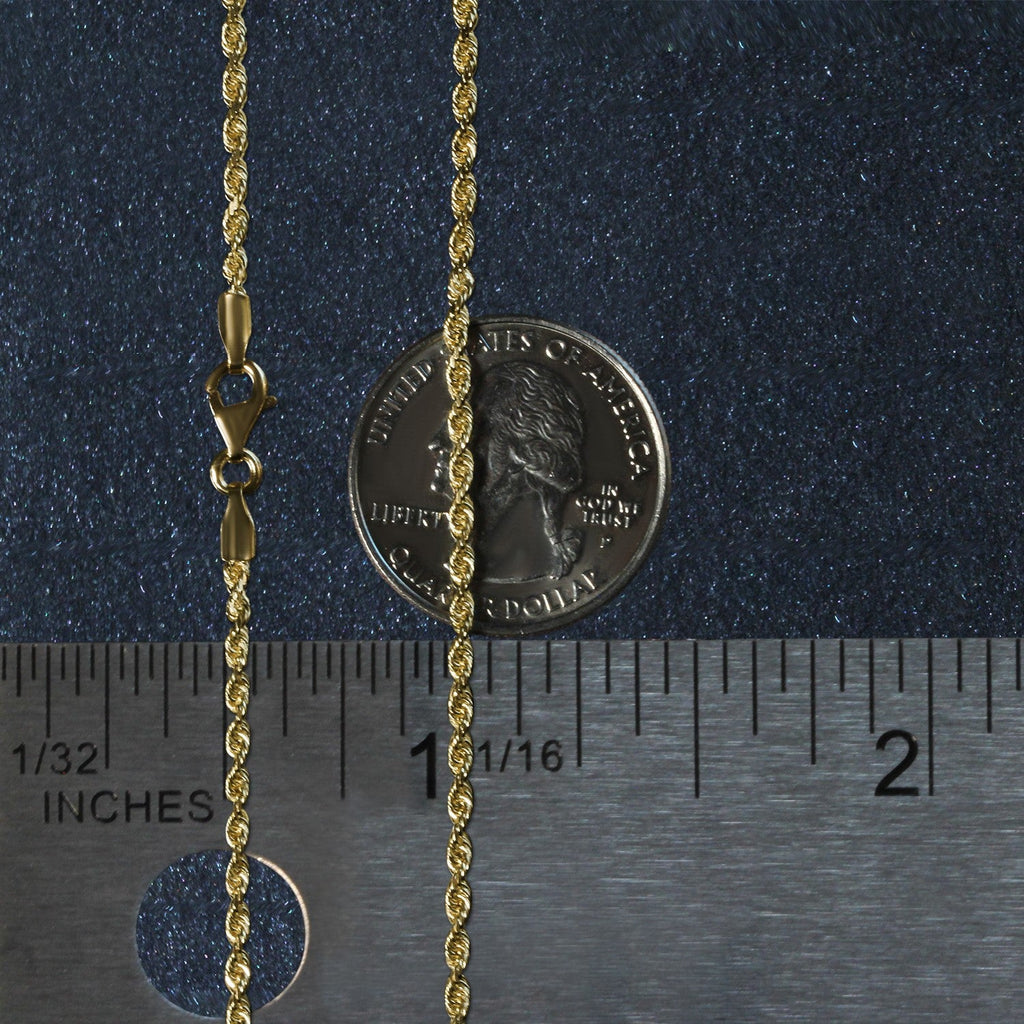 10k Yellow Gold Solid Diamond Cut Rope Chain (2.00 mm)