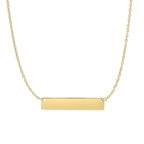 14k Yellow Gold Smooth Flat Horizontal Bar Style Necklace