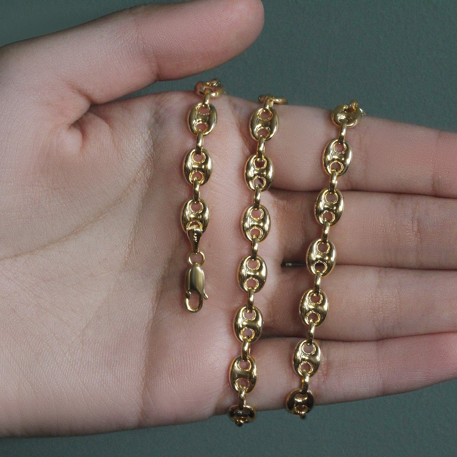 14k Yellow Gold Puffed Mariner Link Chain (6.80 mm)