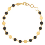 Black Onyx Gem Alternating Bracelet in 14K Yellow Gold (5.00 mm)