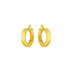 14k Yellow Gold Textured Huggie Hoops(3x10mm)