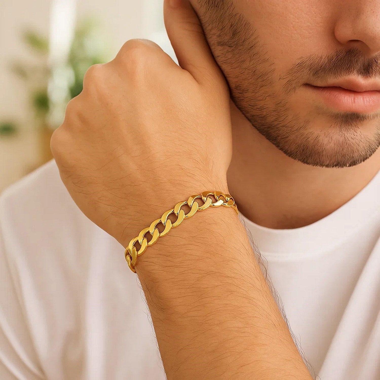 14k Yellow Gold Solid Curb Bracelet (7.00 mm)