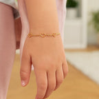 14k Yellow Gold Childrens Bracelet with Hearts