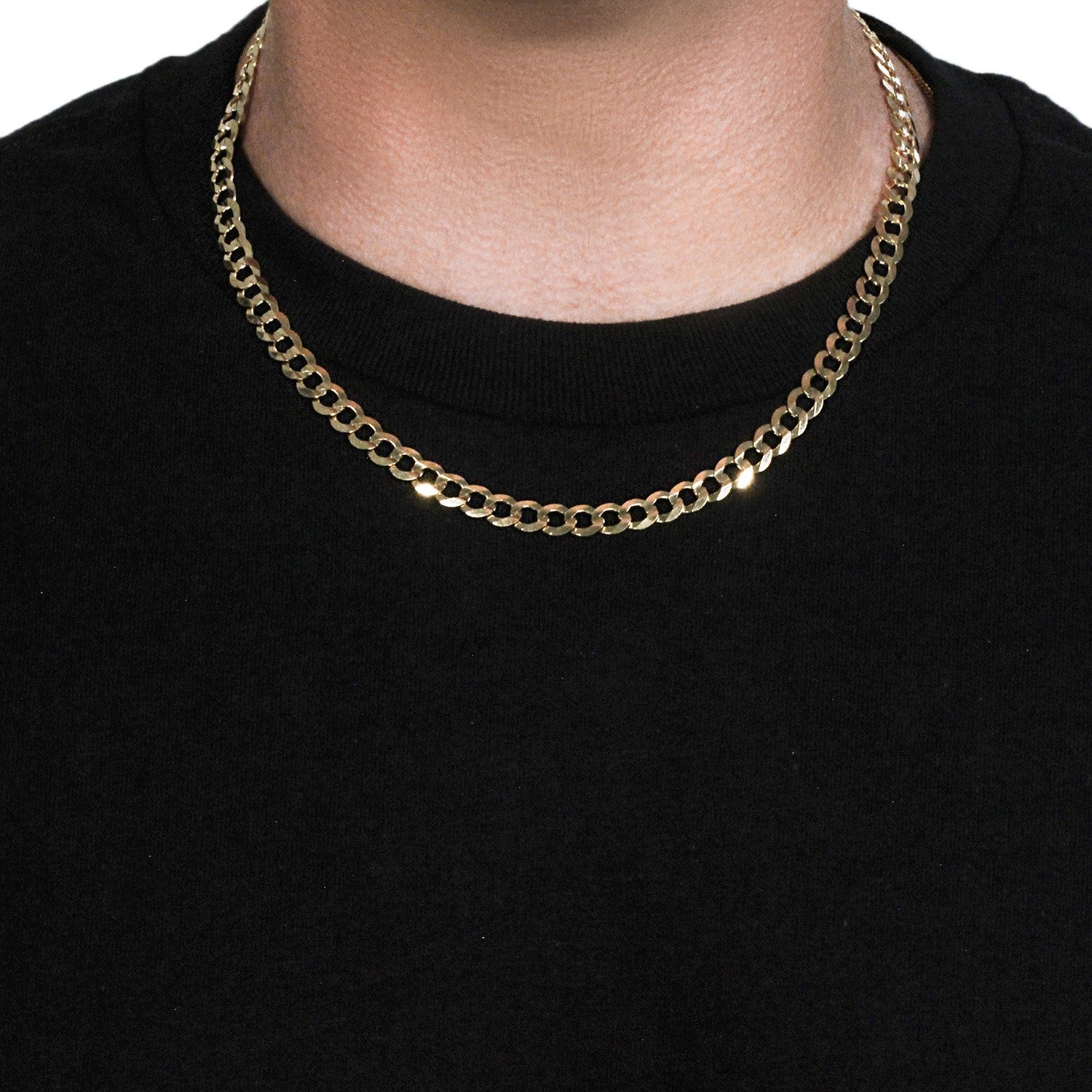 14k Yellow Gold Solid Curb Chain (7.00 mm)