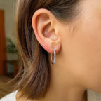 14k White Gold Polished Hoop Earrings (2x25mm)
