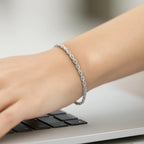 14k White Gold Solid Diamond Cut Rope Bracelet (2.00 mm)