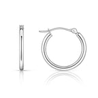 14k White Gold Polished Hoop Earrings (2x15mm)