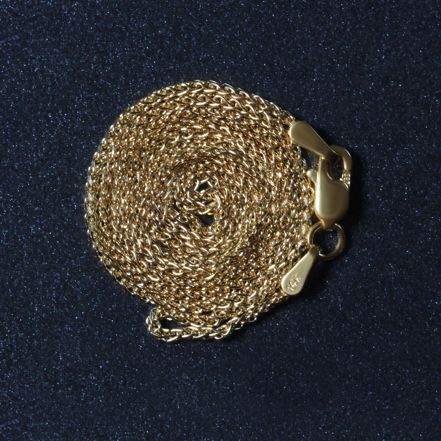 14k Yellow Gold Diamond Cut Round Wheat Chain (1.20 mm)