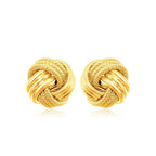 14k Yellow Gold Love Knot with Ridge Texture Earrings