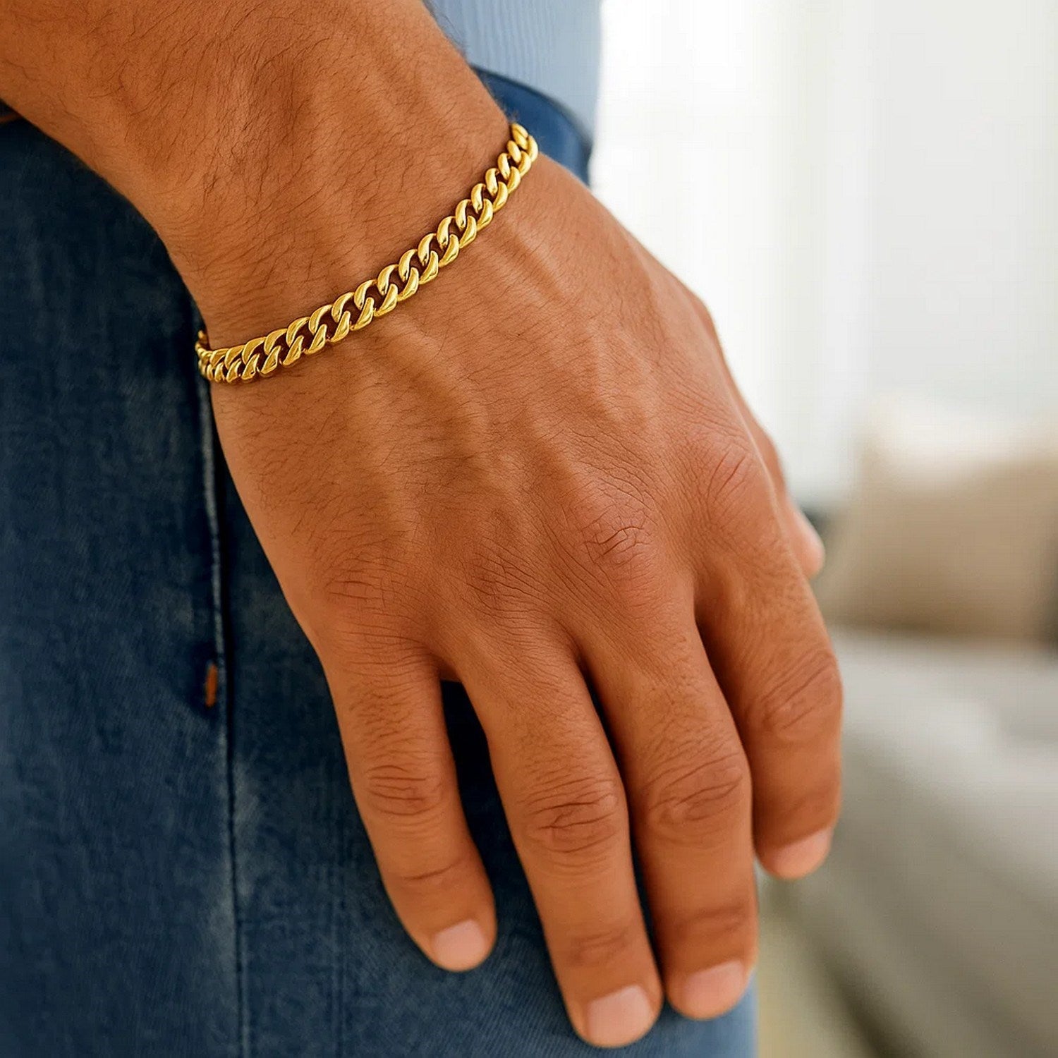 14k Yellow Gold Miami Cuban Semi Solid Bracelet (5.50 mm)