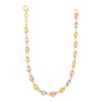 14k Tri Color Gold High Polish Puffed Mariner Link Chain (4.90 mm)