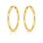 14k Yellow Gold Endless Round Hoop Earrings(2x21mm)