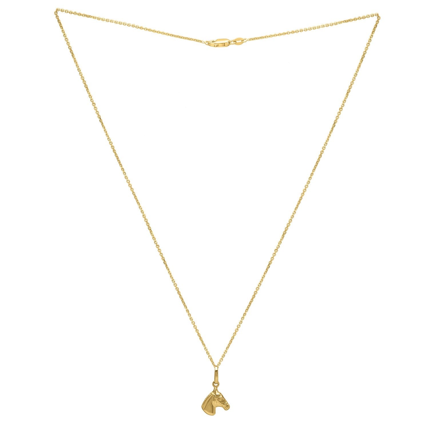 Horse Profile Small Necklace in 14K Yellow Gold
