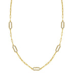 14K Yellow Gold Diamon Oro Paperclip Necklace
