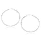 10k White Gold Polished Hoop Earrings (2x40 mm)