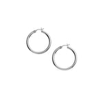 10k White Gold Polished Hoop Earrings (3x30mm)