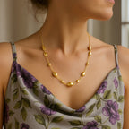 Adjustable Puff Pebble Necklace in 14K Yellow Gold