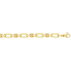 14k Yellow Gold Polished and Textured Link Bracelet (6.30 mm)