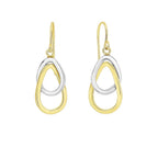 14k Two-Tone Gold Interlaced Open Teardrop Drop Earrings