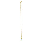 MOP Geometric Gem Rectangle Necklace in 14K Yellow Gold