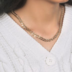 14k Two Tone Gold Pave Curb Chain (7.00 mm)