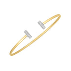 14k Two Tone Gold Diamond Tee Bar Bangle (2.00 mm)