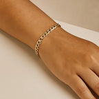 14k Two Tone Gold Pave Curb Bracelet (3.60 mm)