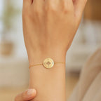 14k Yellow Gold 7 inch Bracelet with Compass (1.00 mm)